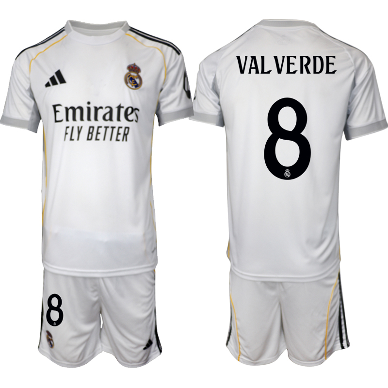 Men 2025-2026 Club Real Madrid home White #8 Soccer Jerseys